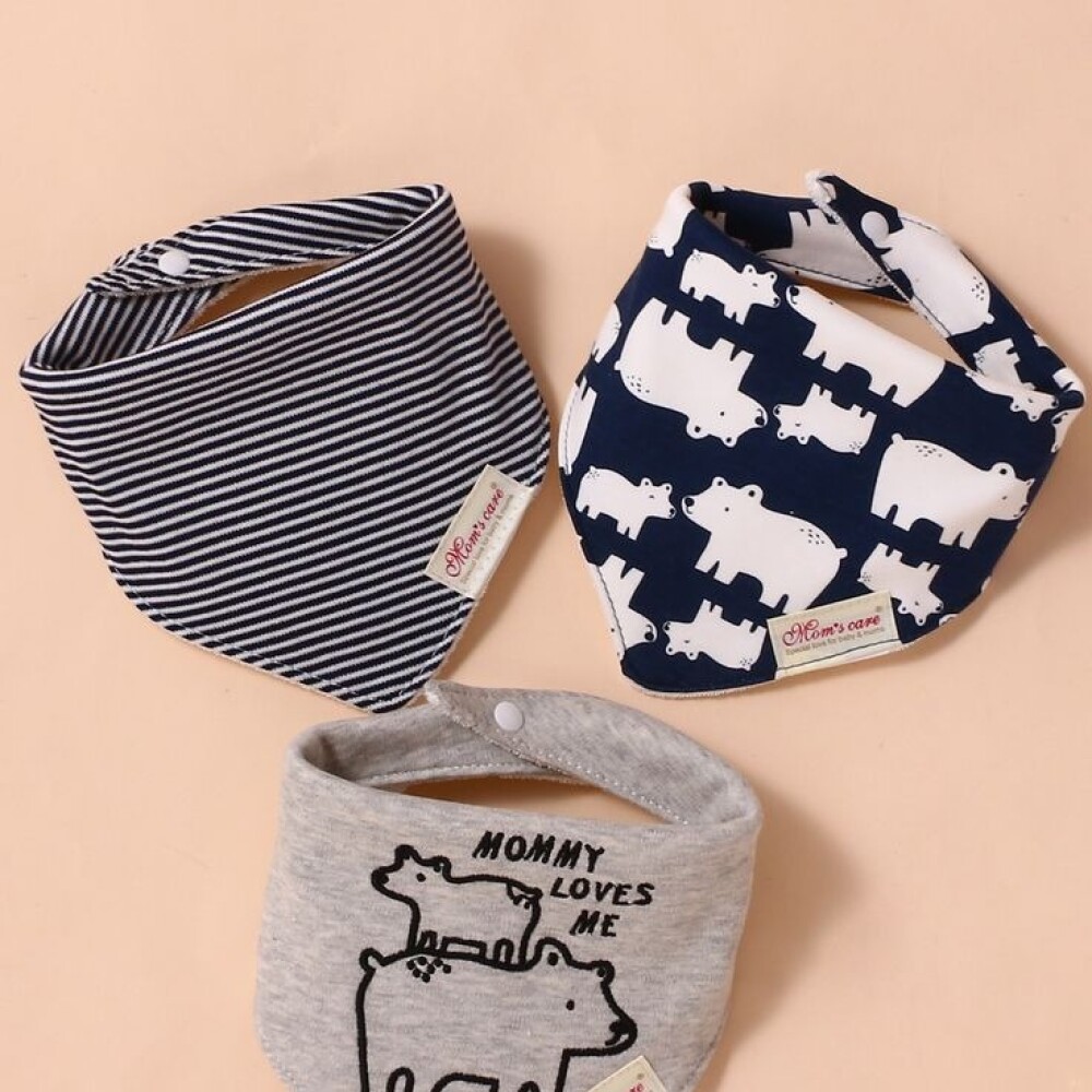 Set baberos bandana x3 osos azul marino