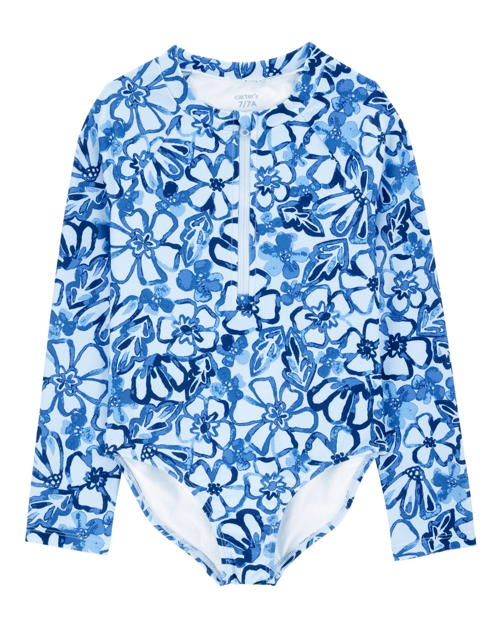 Malla de baño una pieza, manga larga, con protección upf 50+, diseño floral Sin color