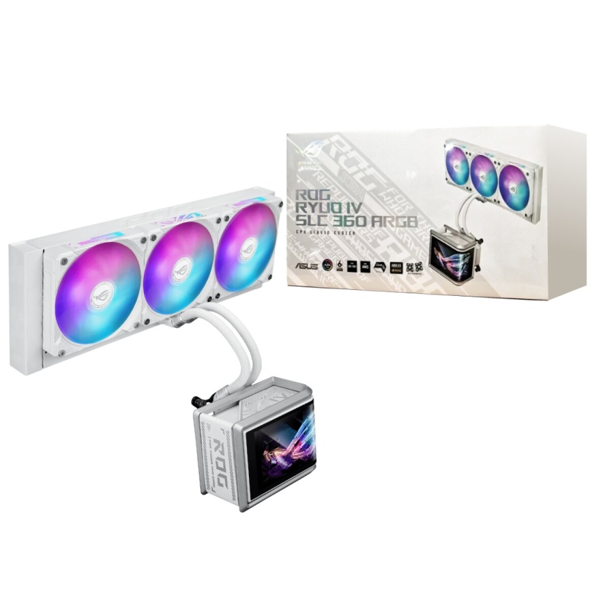 Cooler Líquido Asus Rog Ryuo Iv Slc 360mm 2k Amoled Blanco - COOLER ASUS ROG RYUO IV SLC 360 ARGB WH 