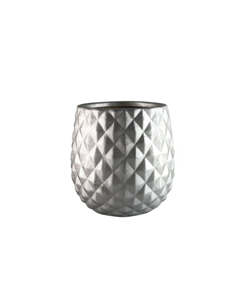 MACETA CERAMICA 13.5X13.5X13CM "ROMBOS" PLATEADO MACETA CERAMICA 13.5X13.5X13CM "ROMBOS" PLATEADO