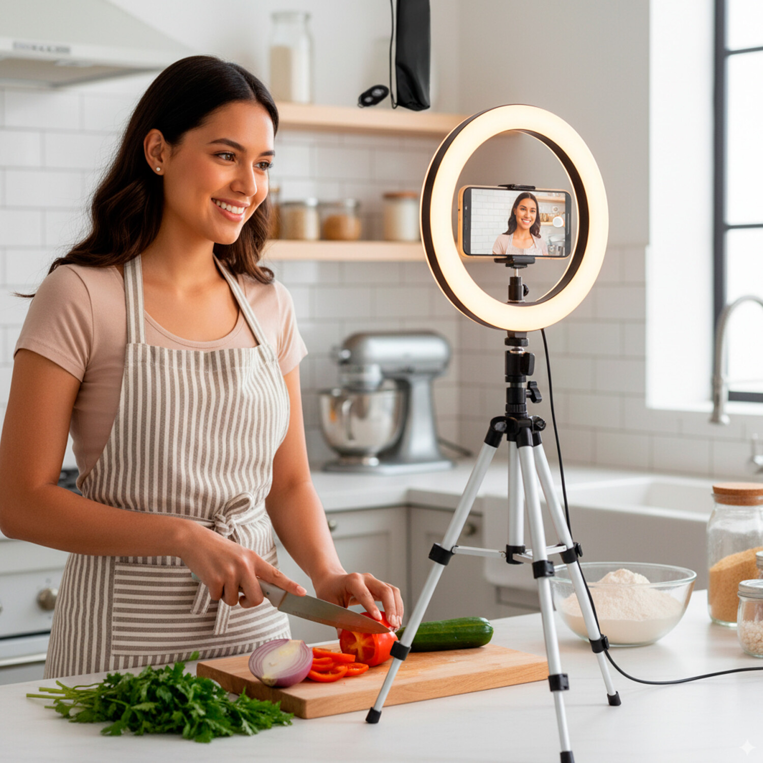 Anillo Aro Luz Led Tripode Soporte Para Celular 26Cm