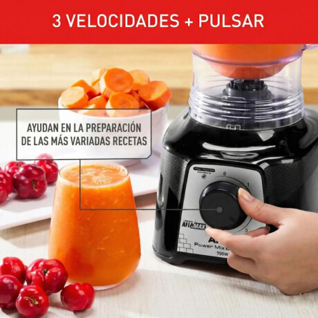 Licuadora Arno Power Max | 700w de potencia | Jarra de 2,4 Lts. | Color negro. Licuadora Arno Power Max | 700w de potencia | Jarra de 2,4 Lts. | Color negro.