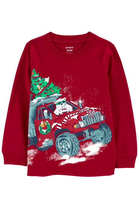 Remera de algodón, estampa navideña Sin color