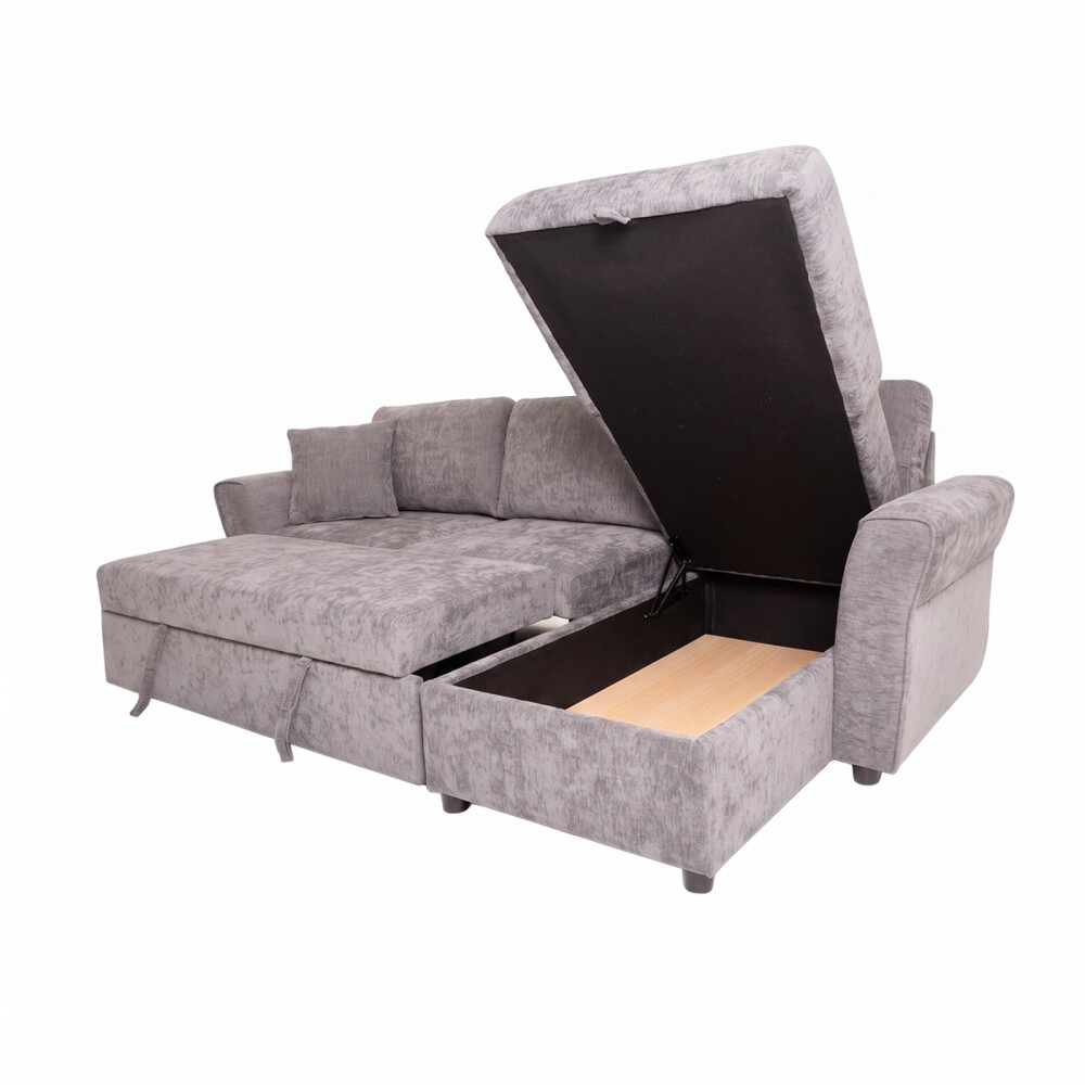 SOFÁ CAMA CHAISE/BAÚL TELA GRIS BRISTOL