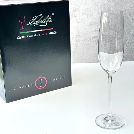 Juego De 6 Copas Champán Cristal Edelita 250ML Juego De 6 Copas Champán Cristal Edelita 250ML