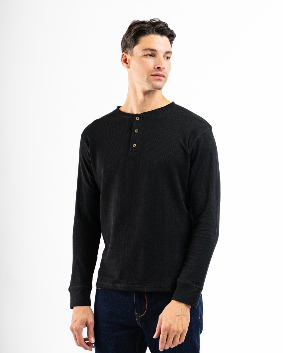 Remera Thermal C/Botones M/L RTB-24 C/Base - Negro 
