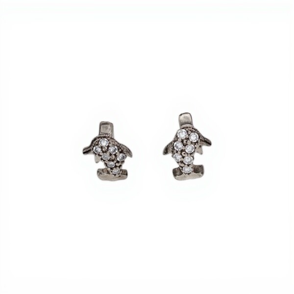 Caravanas Aros Delfín-Plata 925-Piedra Zirconia-CA3187 conpiedra