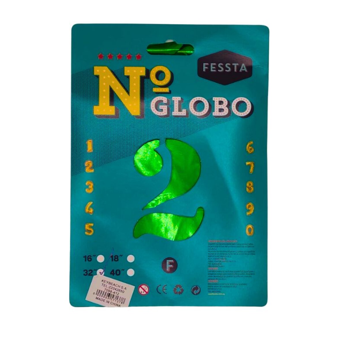 Globo Número Fessta 32" Verde - DOS 