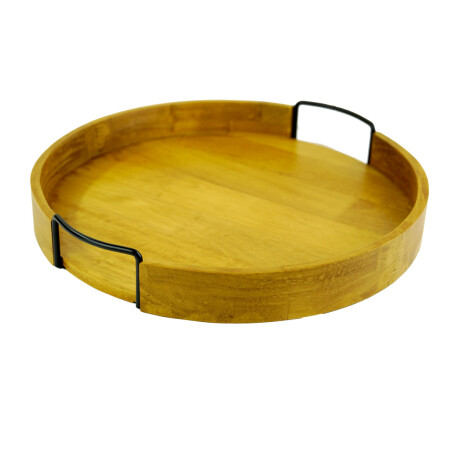 BANDEJA REDONDA MADERA C/ASAS METAL BANDEJA REDONDA MADERA C/ASAS METAL