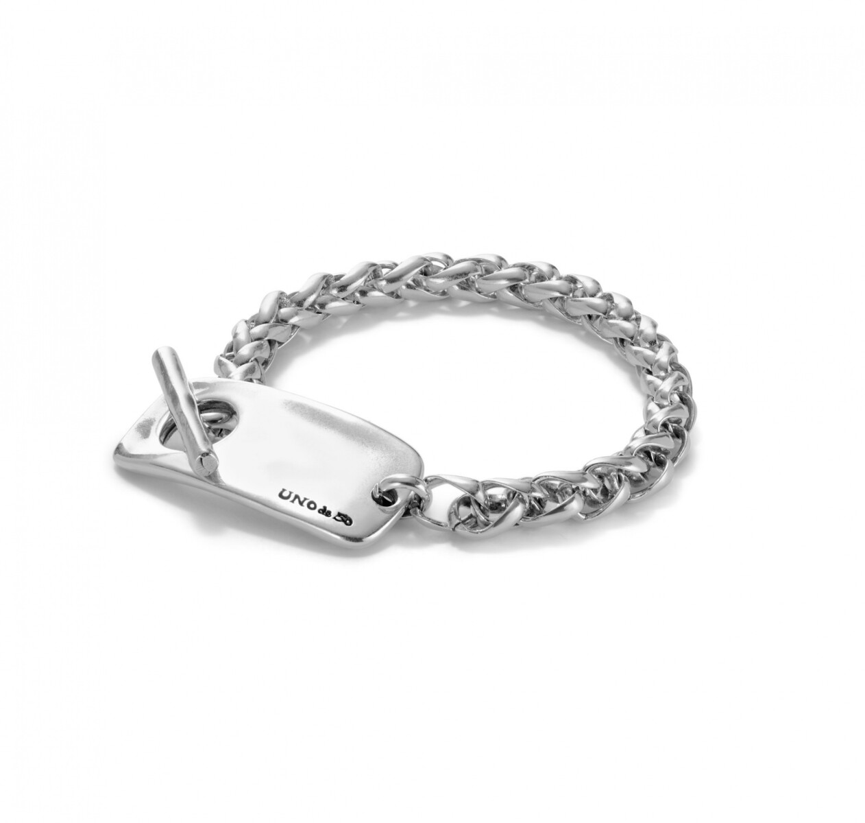 PULSERA DE CADENA BAÑADA EN PLATA DE LEY CON PIEZA AJUSTABLE CENTRAL - Pulsera 