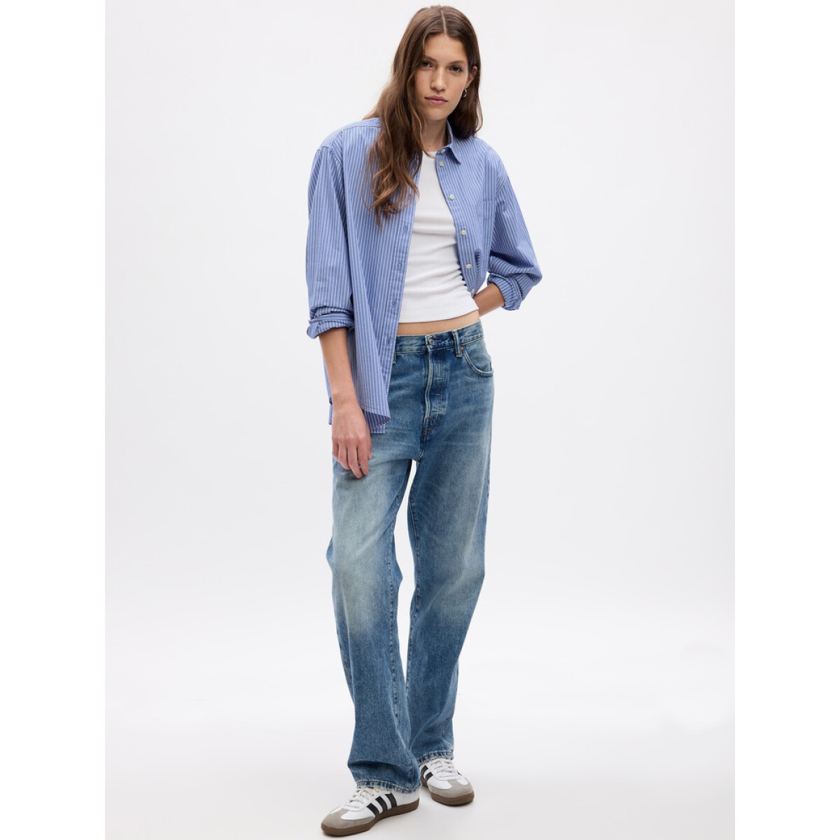 THE BIG SHIRT - BLUE WHITE STRIPE 