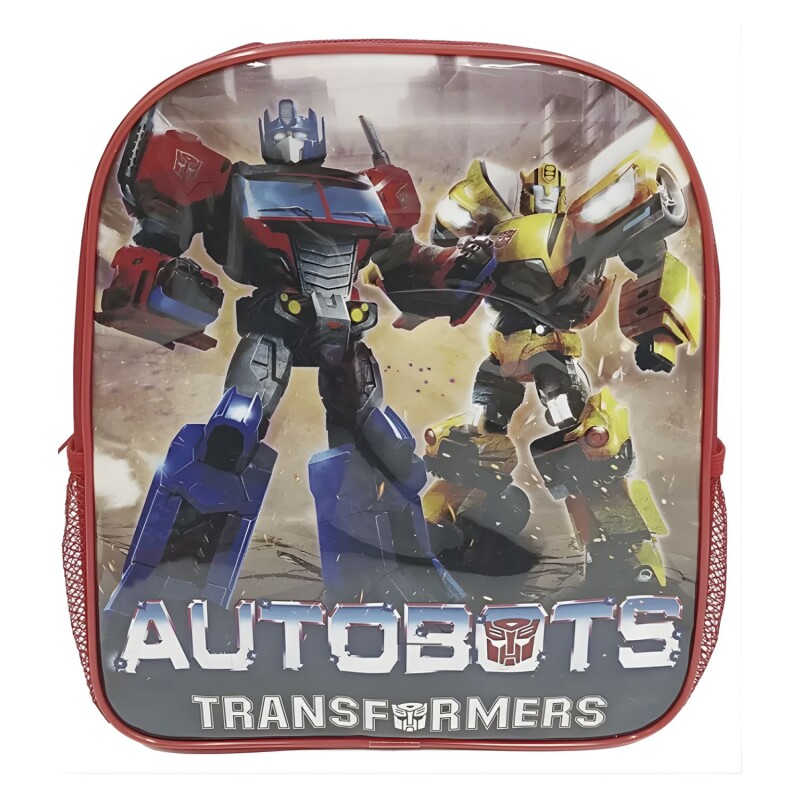 Mochila Infantil Transformers 30x24x20 Cm Para Niños Uso Escolar Y Diario Rojo