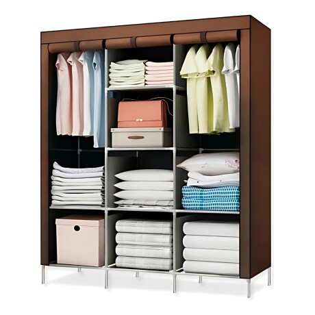 Ropero de 8 Estantes Desmontable de Caño y Tela TNT 175x45x130 Marrón