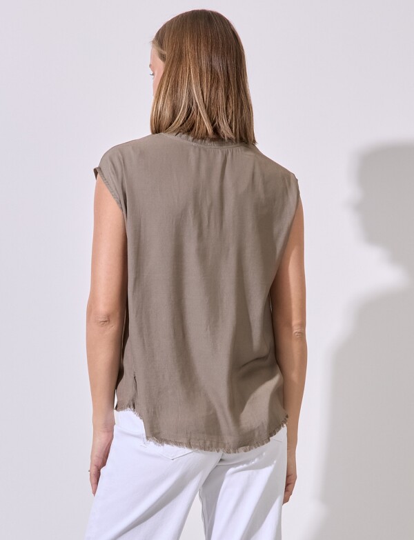 Blusa Saten Flecos KHAKI