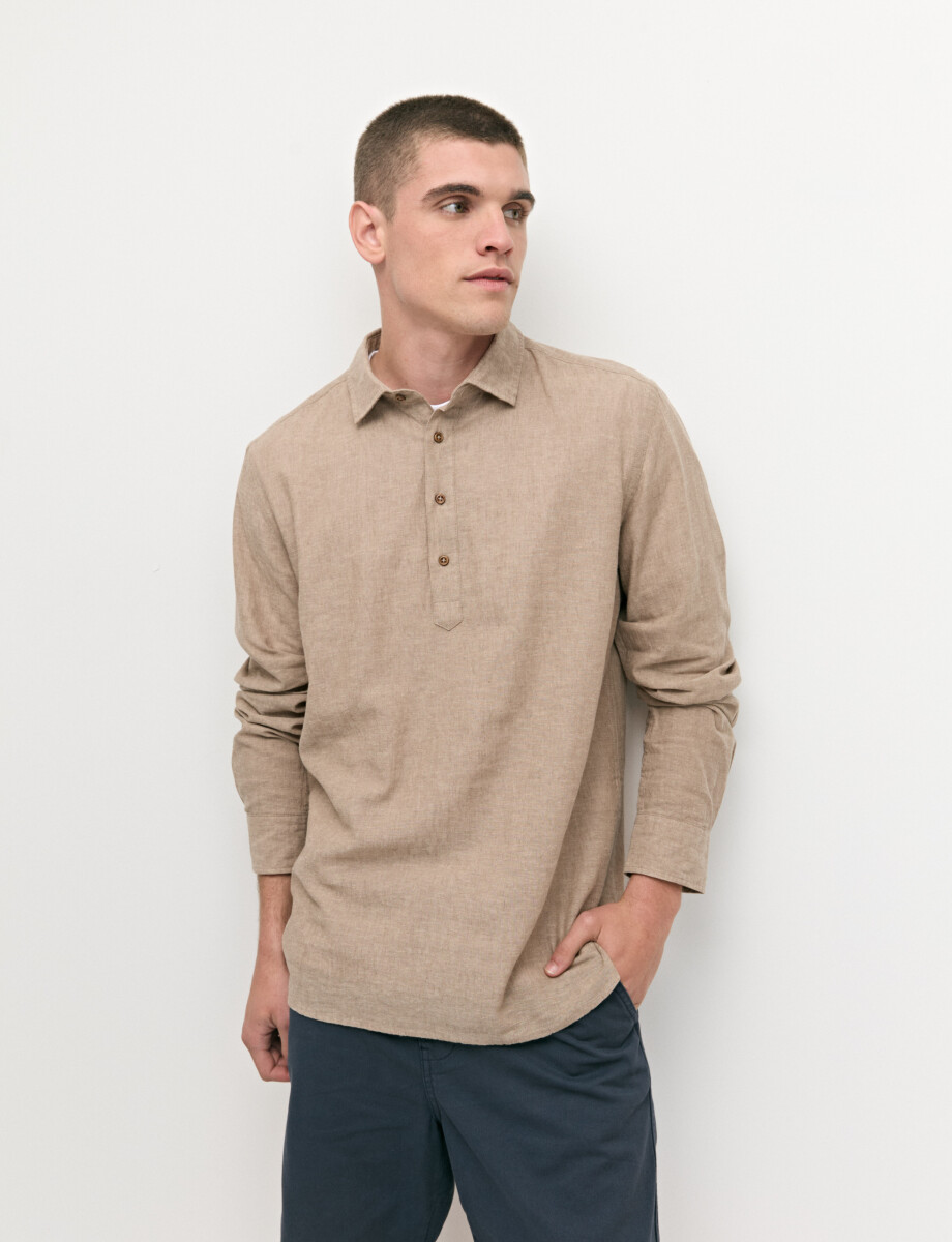012766 CAMISA LINO WIN Camel