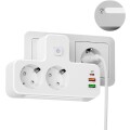 ENCHUFE 2 TOMA SCHUKO + CARGADOR USB Y USBC - CON LUZ TACTIL ENCHUFE 2 TOMA SCHUKO + CARGADOR USB Y USBC - CON LUZ TACTIL