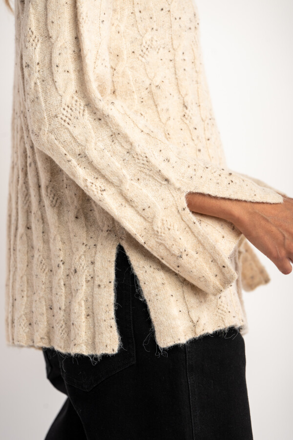 Polera Texturada Bouttonne Beige Melange