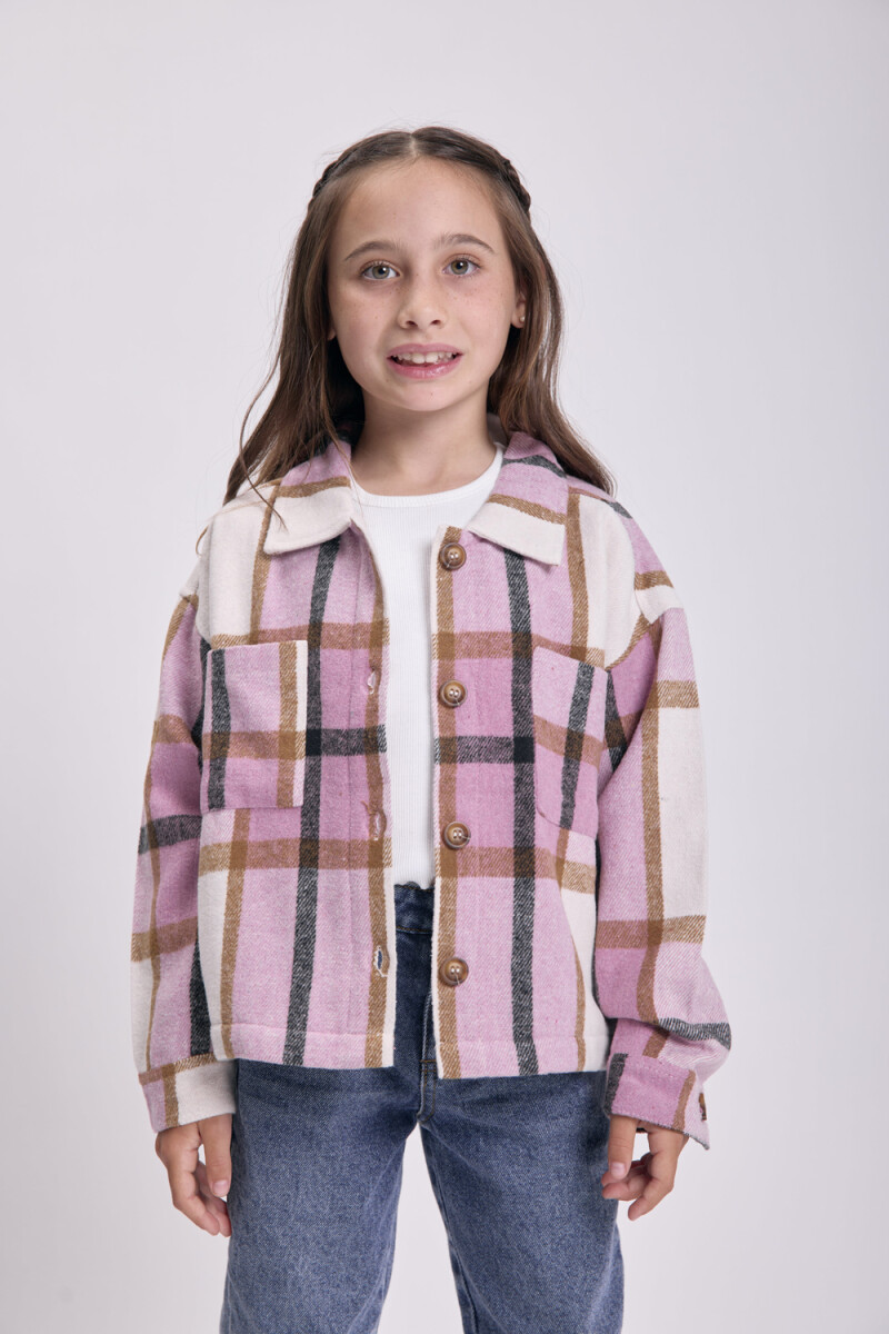 Sobrecamisa estampa cuadros - Rosa 