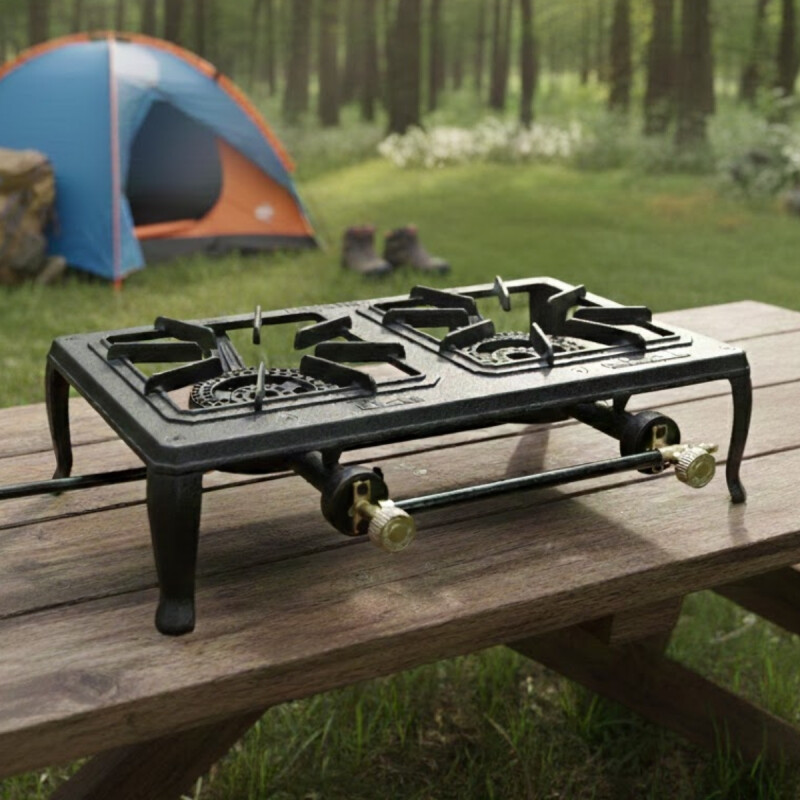 Anafe a gas de hierro fundido doble NEGRO