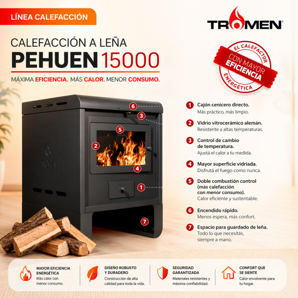 Calefactor Tromen Pehuen P15 A Leña CALEFACTOR TROMEN PEHUEN P15