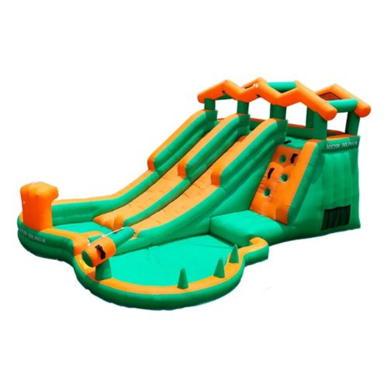 Castillo Inflable Doble Tobogán Naranja - Doctor Dolphin Castillo Inflable Doble Tobogán Naranja - Doctor Dolphin