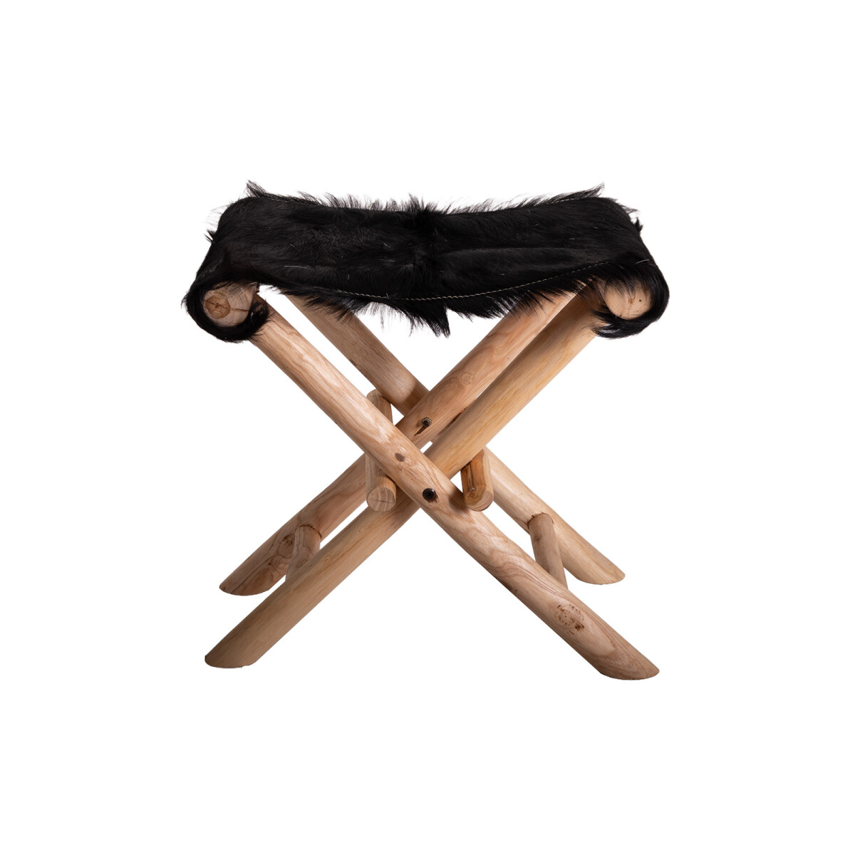 TABURETE - GOAT BLANCO CUERO Y MADERA GOAT STOOL 