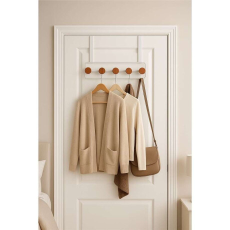 Perchero P/Puerta 5 Colgadores Natural/Bco. Perchero P/Puerta 5 Colgadores Natural/Bco.