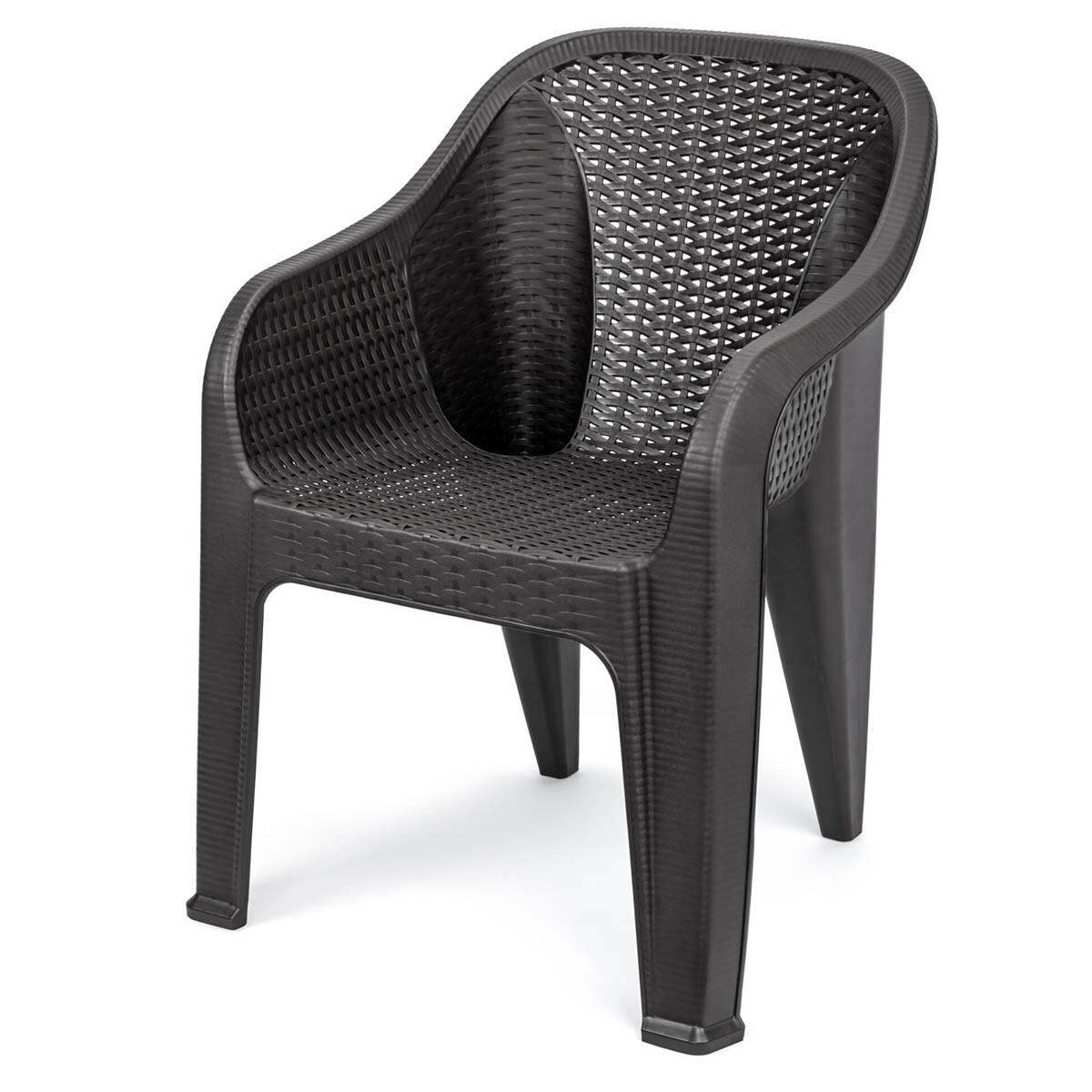 Silla Jardín Rambo Rattan Apoyabrazos Apilable Exterior - Marron 