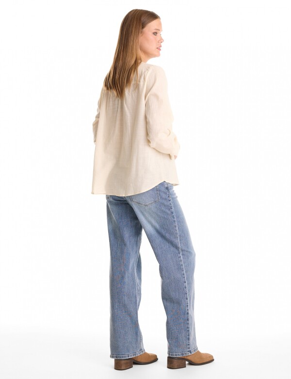 Blusa Algodon Bordado BEIGE