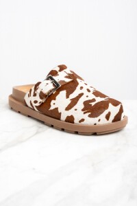 Zueco Animal Print Vaca Marrón