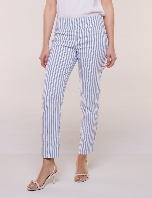 Pantalón Elastizado A Rayas Verticales BLANCO/MULTI