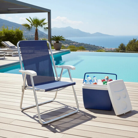 Set Playa Sillax2 Alta Conforto Sannet + Conservadora 34 Lts Azul Marino