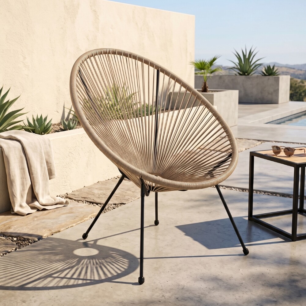 Silla Simil Rattan Ovalada Beige