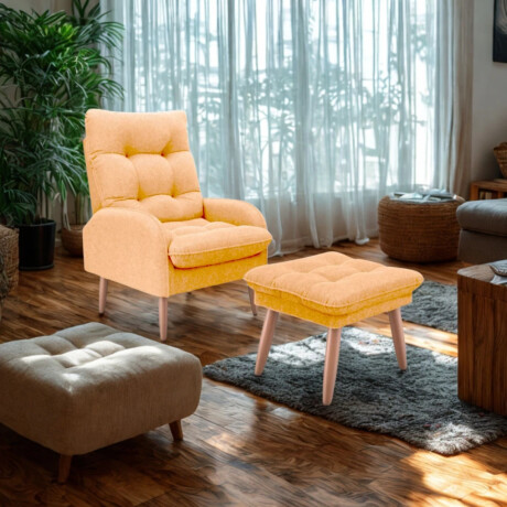 Combo Rustico Poltrona + Puff Nantes Mostaza