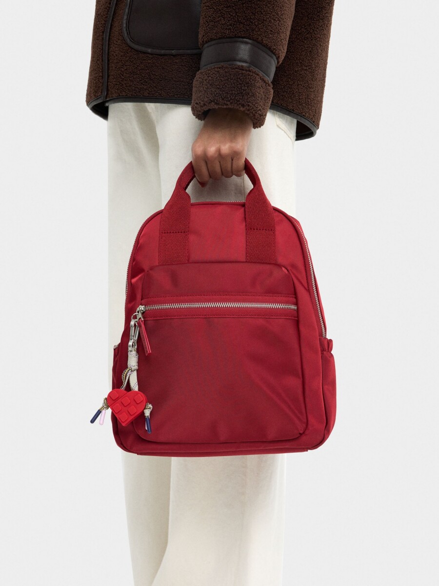 Mochila De Nylon Con Colgante De Corazón rojo