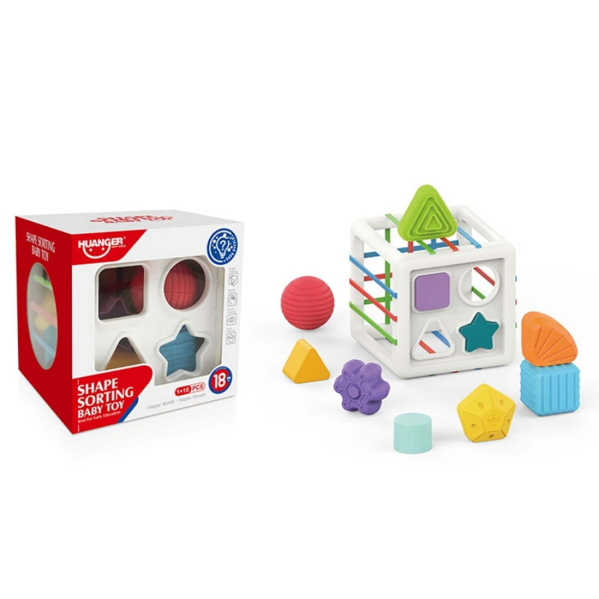 Juguete Didáctico Cubo Huanger He0211 Sensorial Con Figuras - MULTICOLOR 