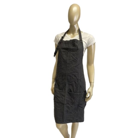 Delantal de Jean con peto, bolsillos y ajustes Gris oscuro
