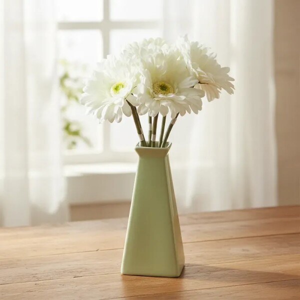 Flor Artificial Gerbera blanca tallo corto Flor Artificial Gerbera blanca tallo corto