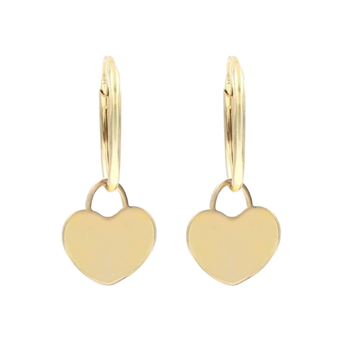 Aros de oro amarillo 18k. con corazones 
