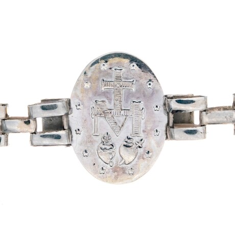 Pulsera religiosa de plata 925 y double en oro 18 ktes, MILAGROSA. Pulsera religiosa de plata 925 y double en oro 18 ktes, MILAGROSA.