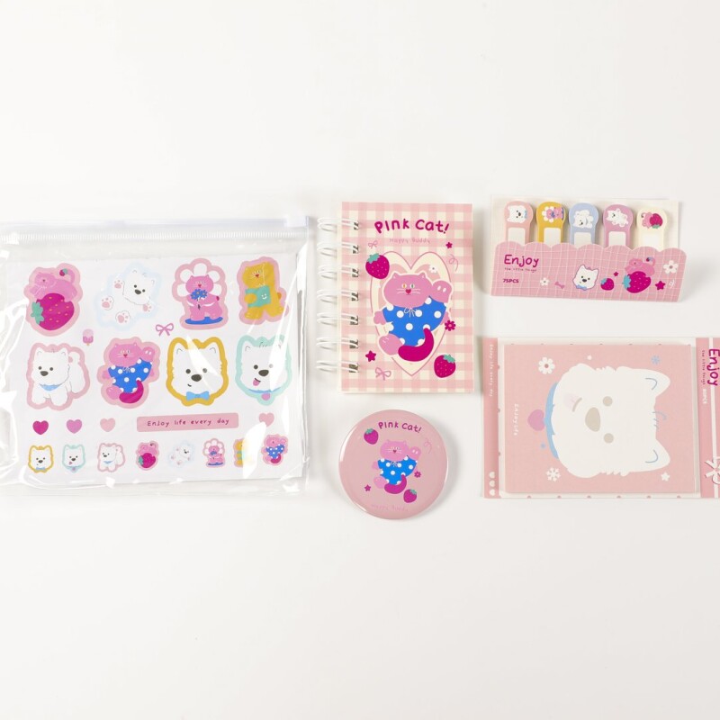 SET DE PAPELERÍA DE 5 PIEZAS CON BOLSA PVC CON CIERRE (MIMI/ROSA) SET DE PAPELERÍA DE 5 PIEZAS CON BOLSA PVC CON CIERRE (MIMI/ROSA)