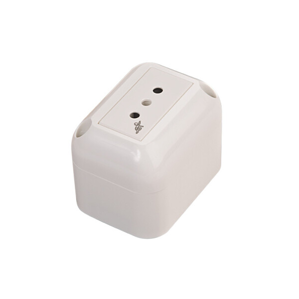 Caja ext c/ tomacorriente 3 en línea Presta blanco ELE00994