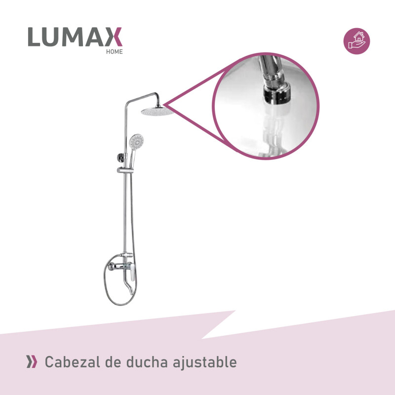Barra columna ducha redonda inox con soporte y diseño moderno para baño Barra columna ducha redonda inox con soporte y diseño moderno para baño