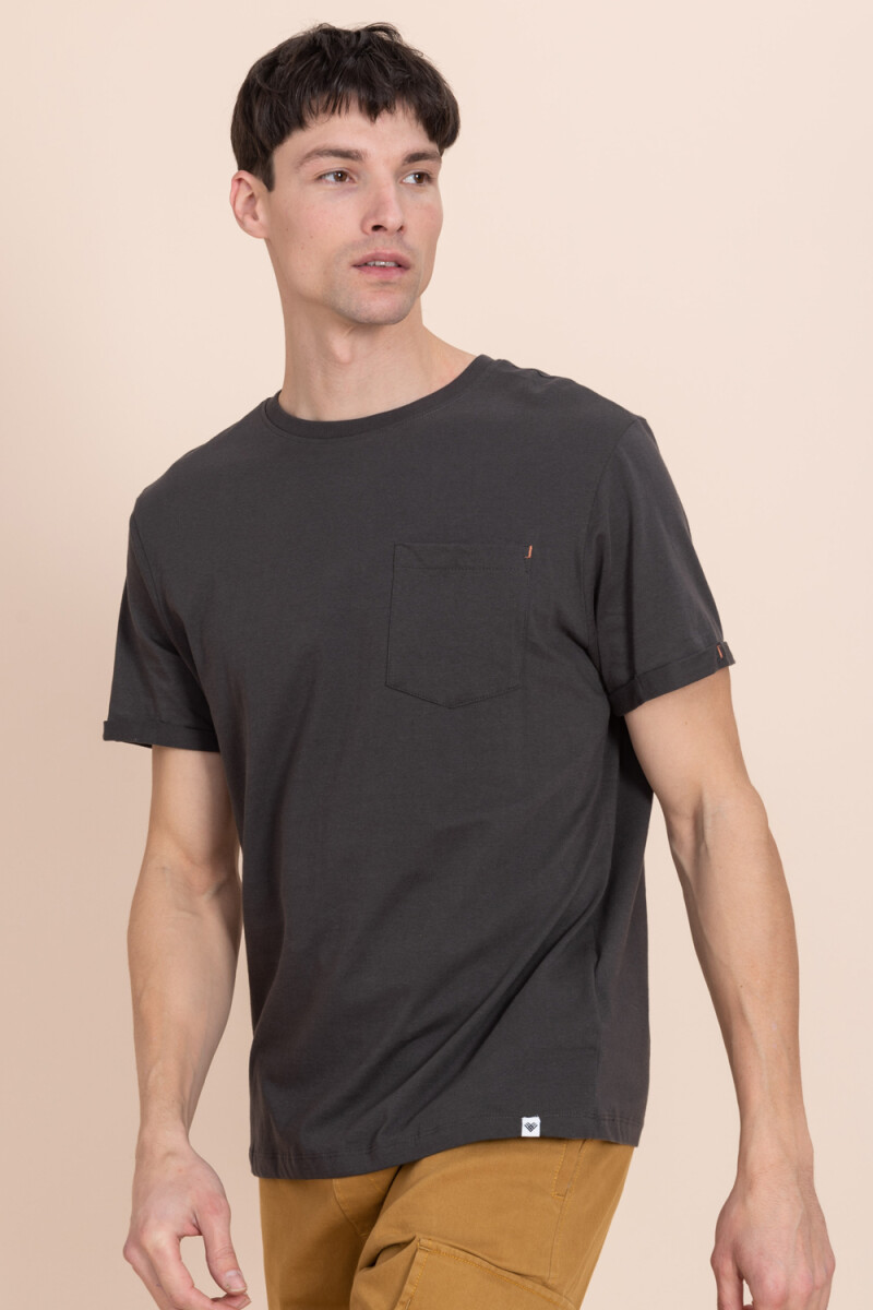 Remera manga corta con bolsillo - Gris Oscuro 