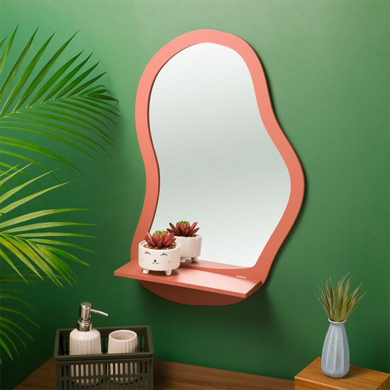 Espejo decorativo con estante Rosa