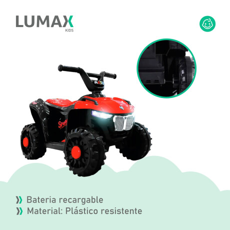 Cuatriciclo a Batería Lumax con Música y luces Rojo