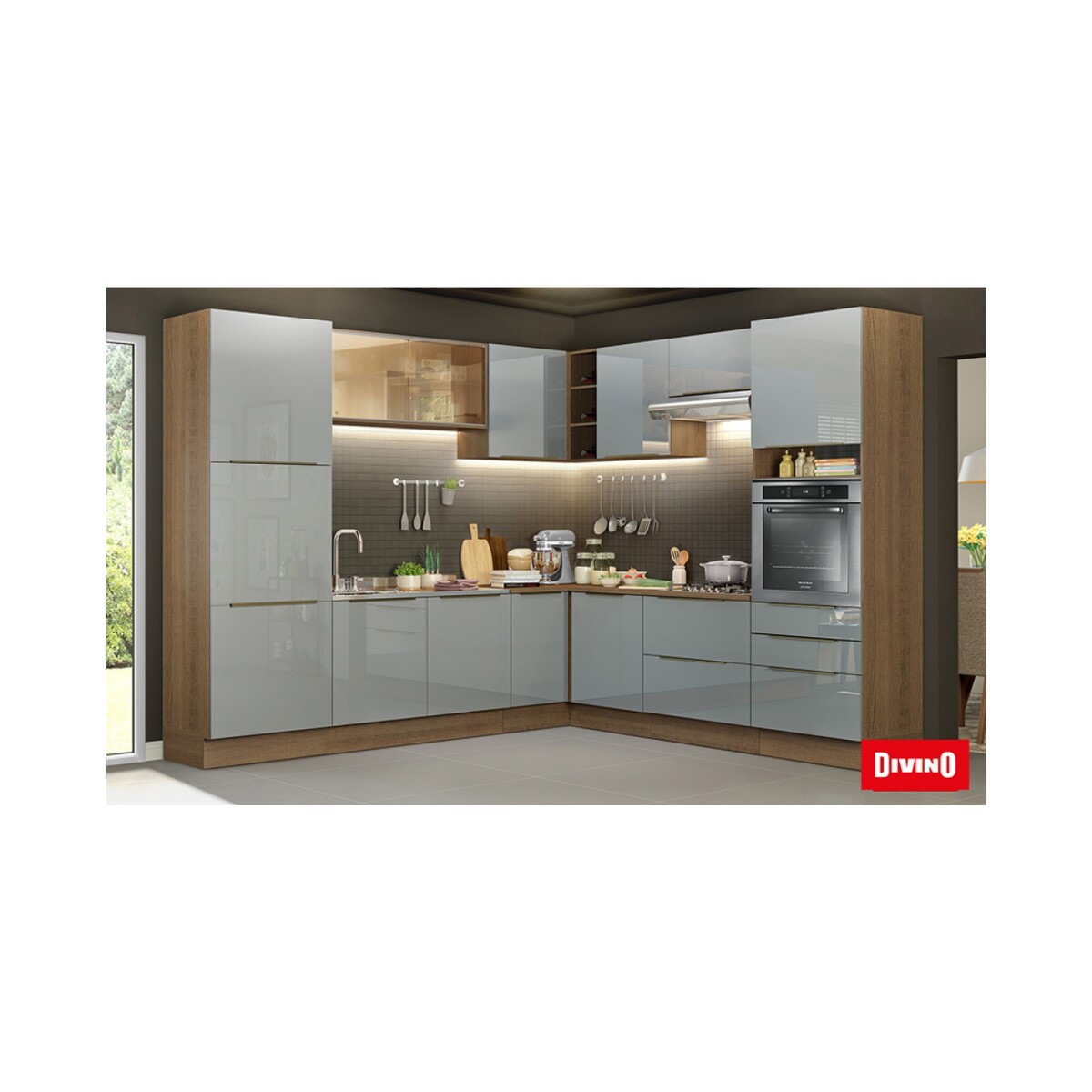 Nicho De Cocina 20 Cm Mdp Gris Lux — Divino