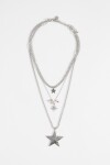 Collar triple dije estrella plateado