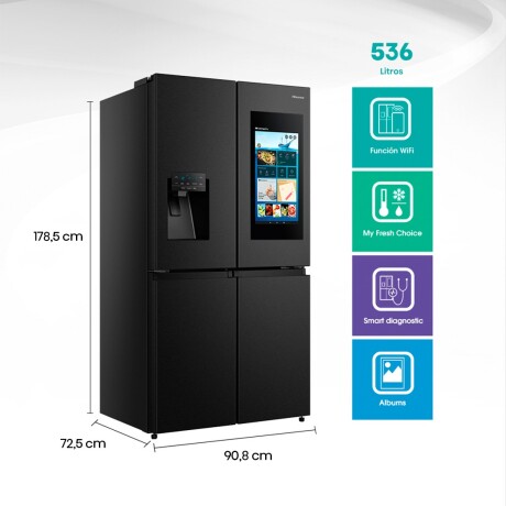 Heladera 4 Puertas Inverter con Smart Screen Negra Hisense RQ697HB Heladera 4 Puertas Inverter con Smart Screen Negra Hisense RQ697HB