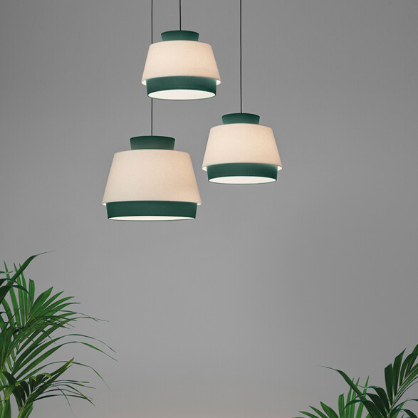 Colgante pantalla de tela verde E27 Ø450mm ASPEN BA0216